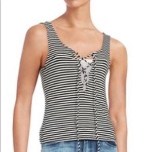 Vintage Havana Striped Lace-Up Tank Top, Small